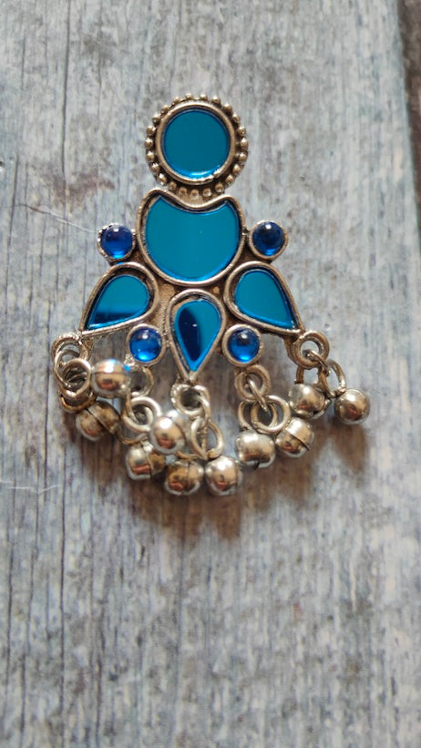 Blue Stones Embedded Afghani Earrings