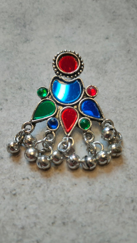 Multi-Color Glass Work Afghani Earrings