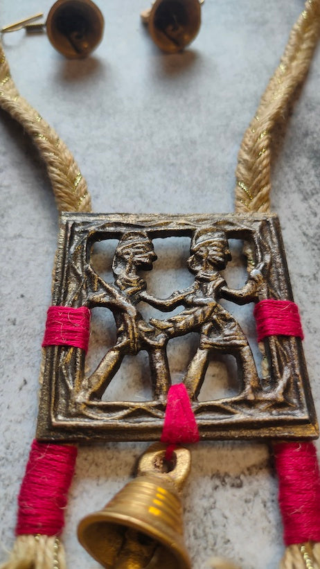 Tribal Motifs Braided Threads Long Necklace Set