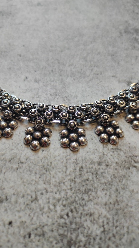 Petite Oxidised Silver Long Necklace