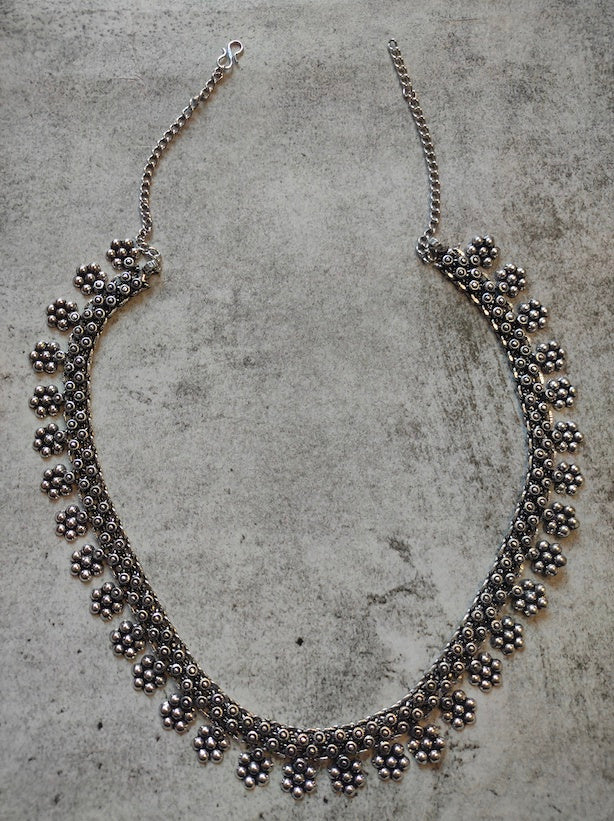 Petite Oxidised Silver Long Necklace
