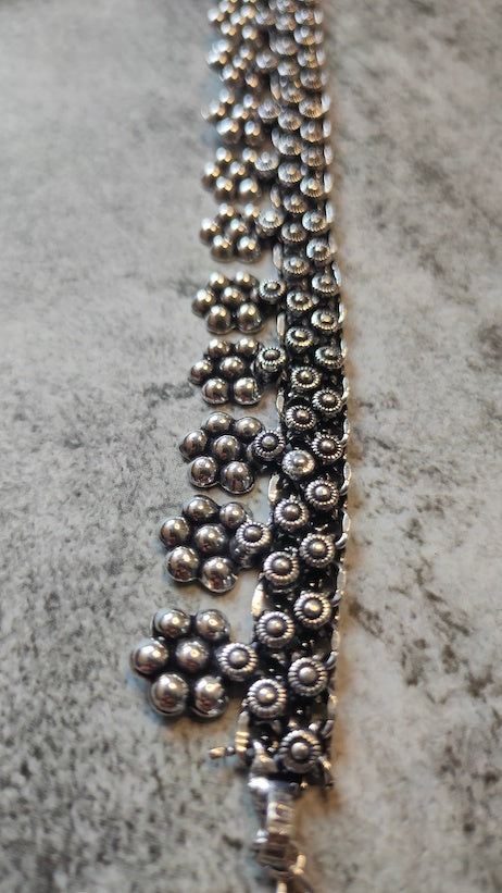 Petite Oxidised Silver Long Necklace