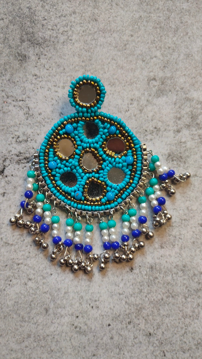 Beads and Mirror Work Vibrant Earrings
