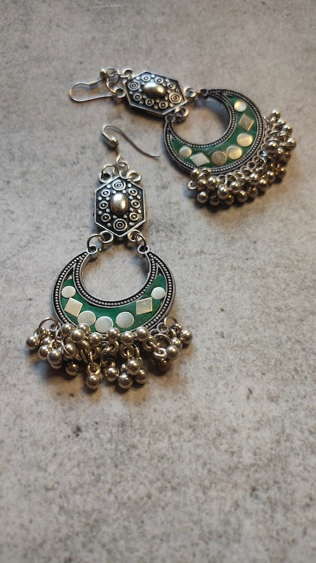 Crescent Moon Metal Dangler Earrings