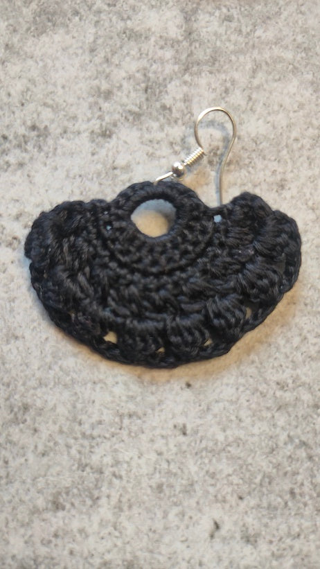 Black Knitted Crochet Earrings