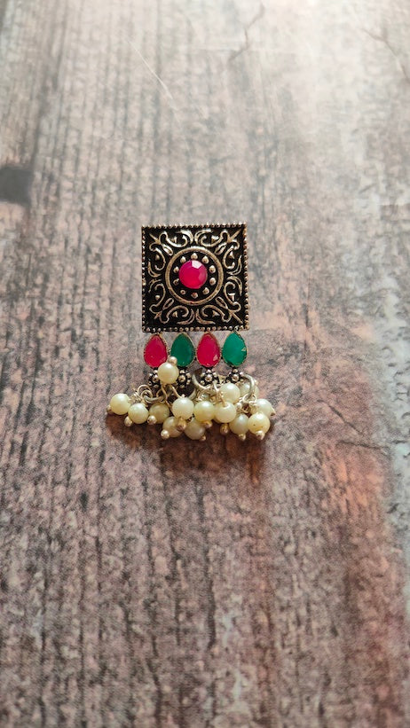 Multicolor Rhinestones Embedded Intricately Detailed Choker Necklace Set