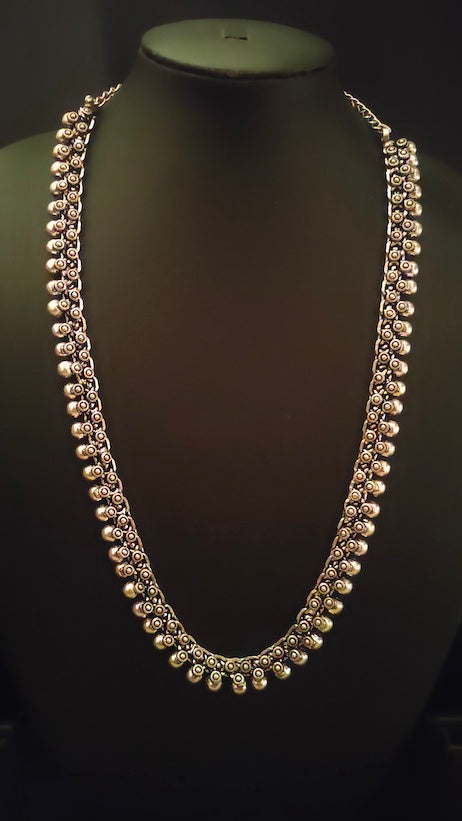 Petite Oxidised Silver Long Necklace