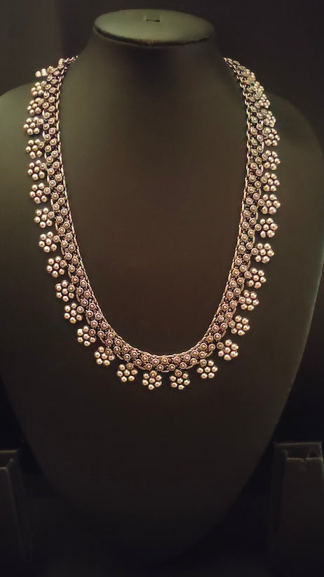 Petite Oxidised Silver Long Necklace