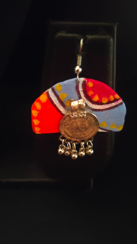 Braided Fabric Vibrant Stamped Coins Choker Necklace Set