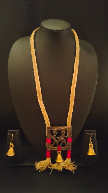 Tribal Motifs Braided Threads Long Necklace Set