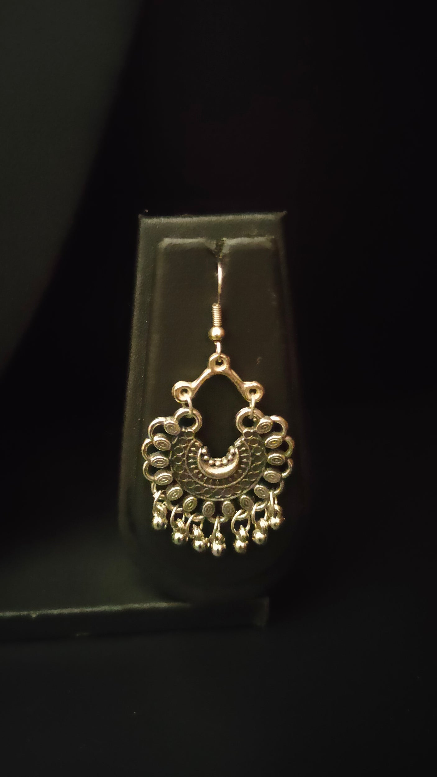 Long Chain Oxidised Silver 3 Layer Pendant Necklace Set