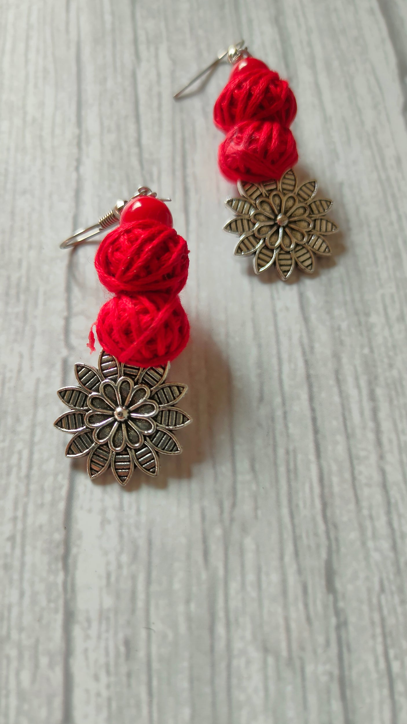 Red Braided Fabric Threads Necklace Set