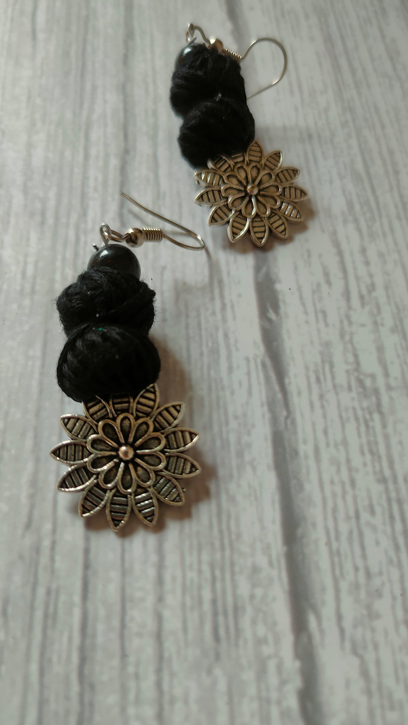 Black Braided Fabric Threads Necklace Set