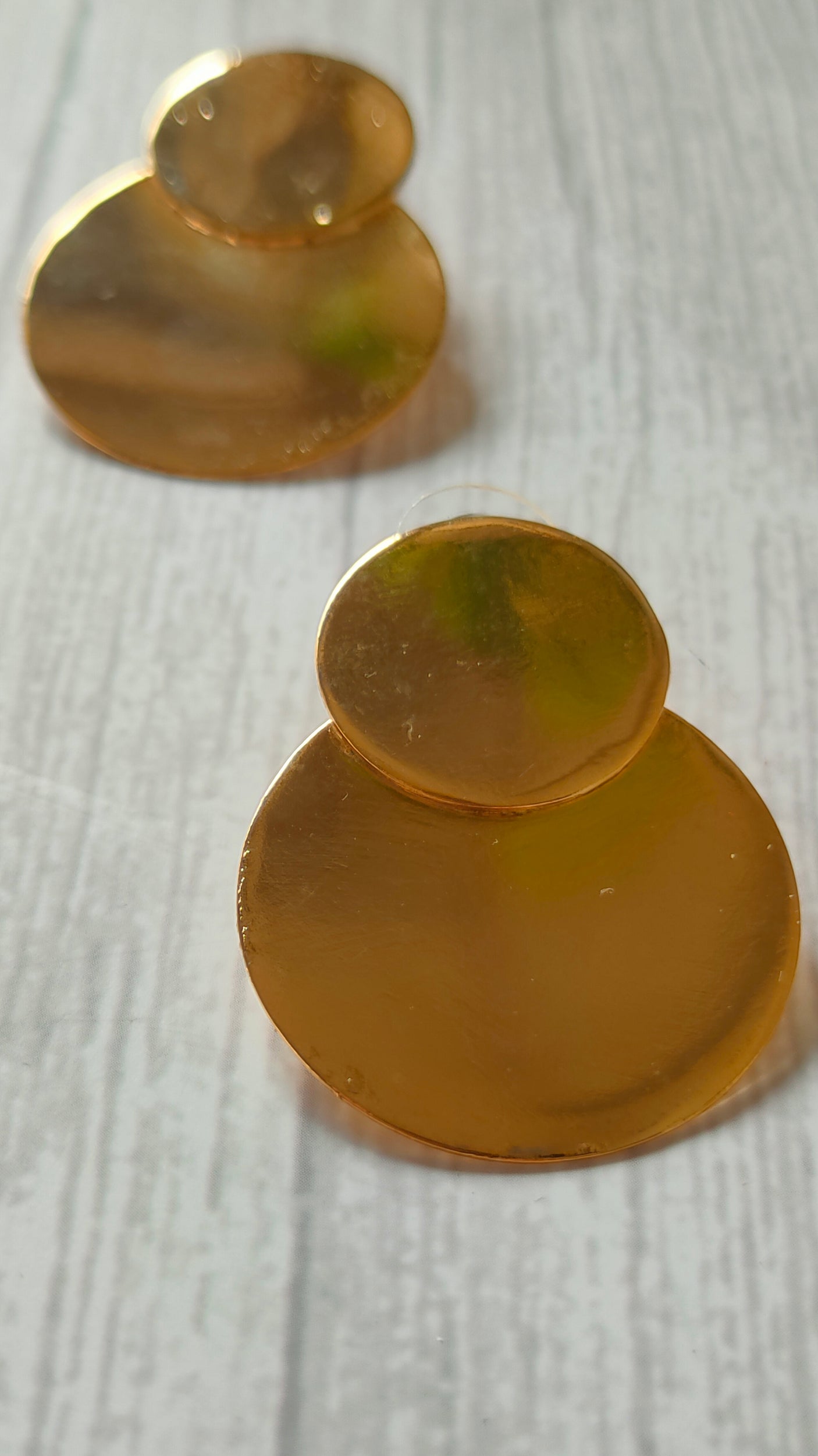 2 Layer Circular Brass Dangler Earrings