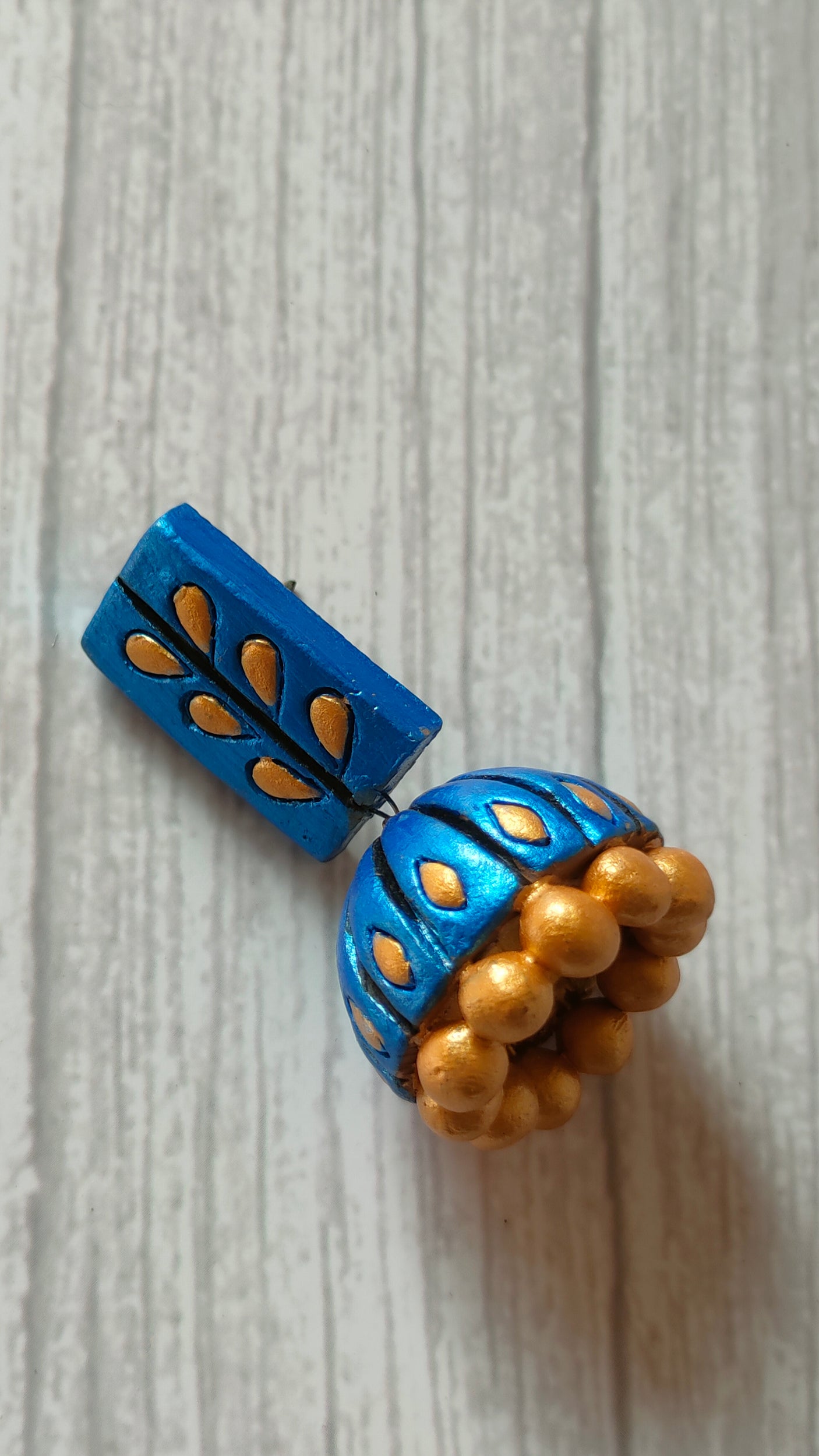 Blue Dangler Jhumka Earthy Terracotta Clay Earrings