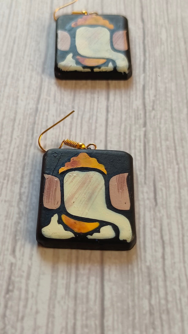 Handpainted Ganesha Terracotta Clay Necklace Set