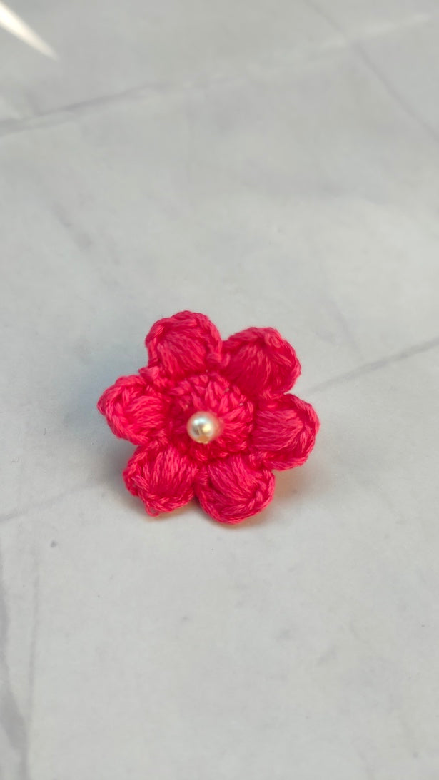 Baby Pink Flower Handcrafted Crochet Earrings