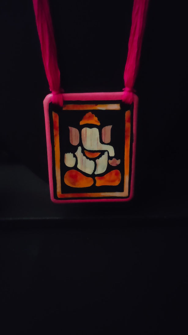 Handpainted Ganesha Terracotta Clay Necklace Set