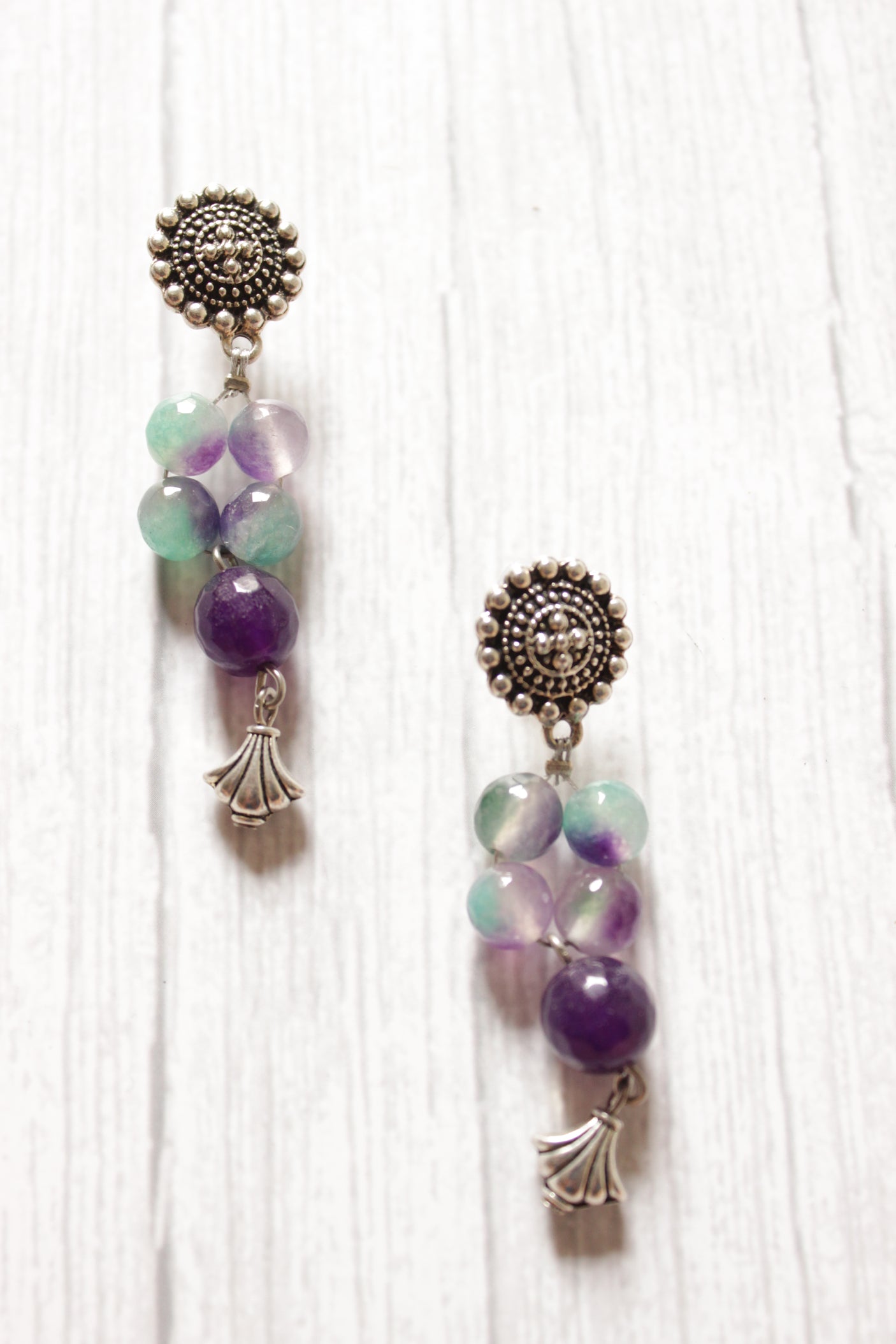 2 Layer Vibrant Jade Beads Religious Motif Necklace Set