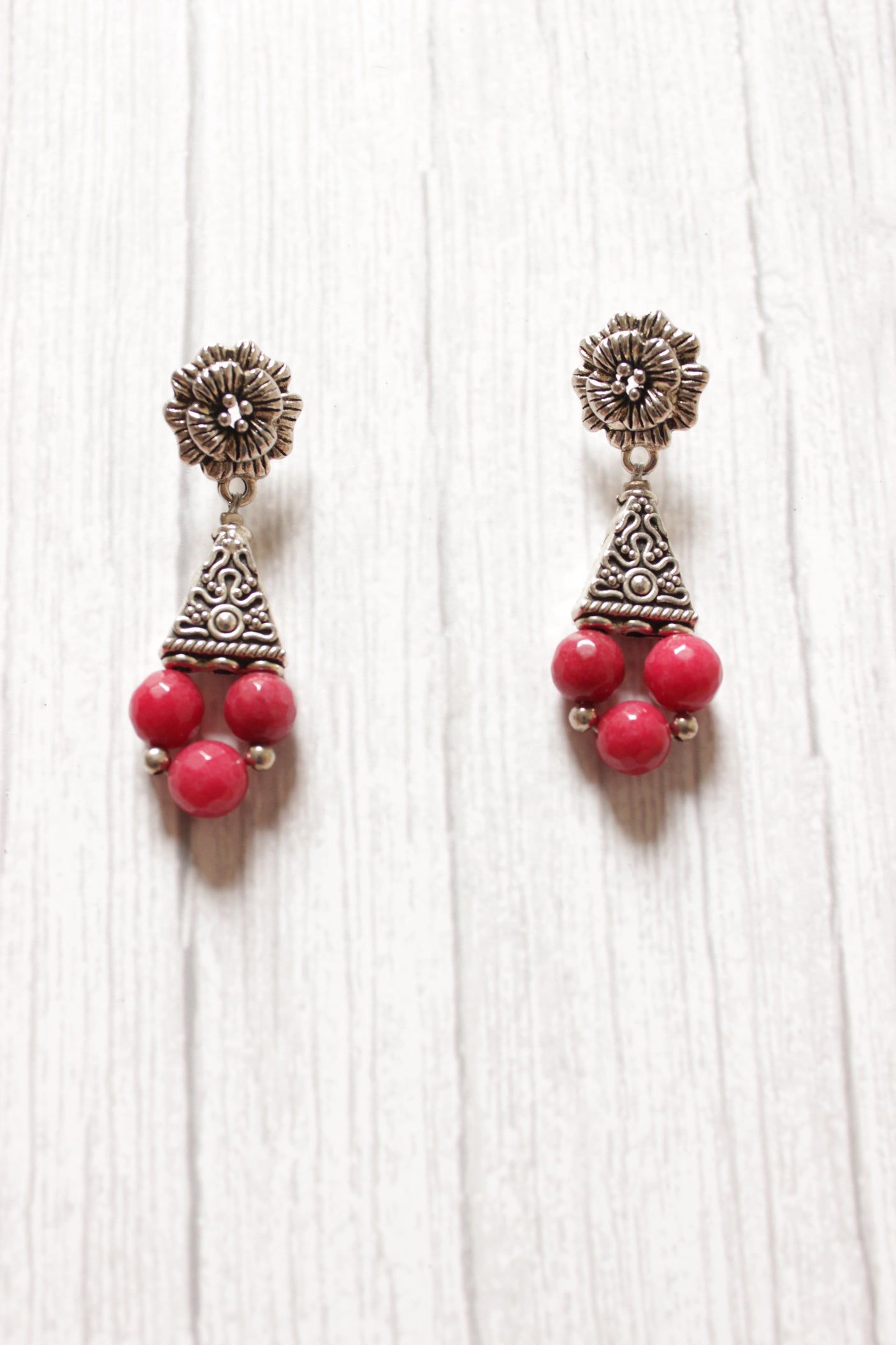 Red Jade Beads Elegant Choker Necklace Set