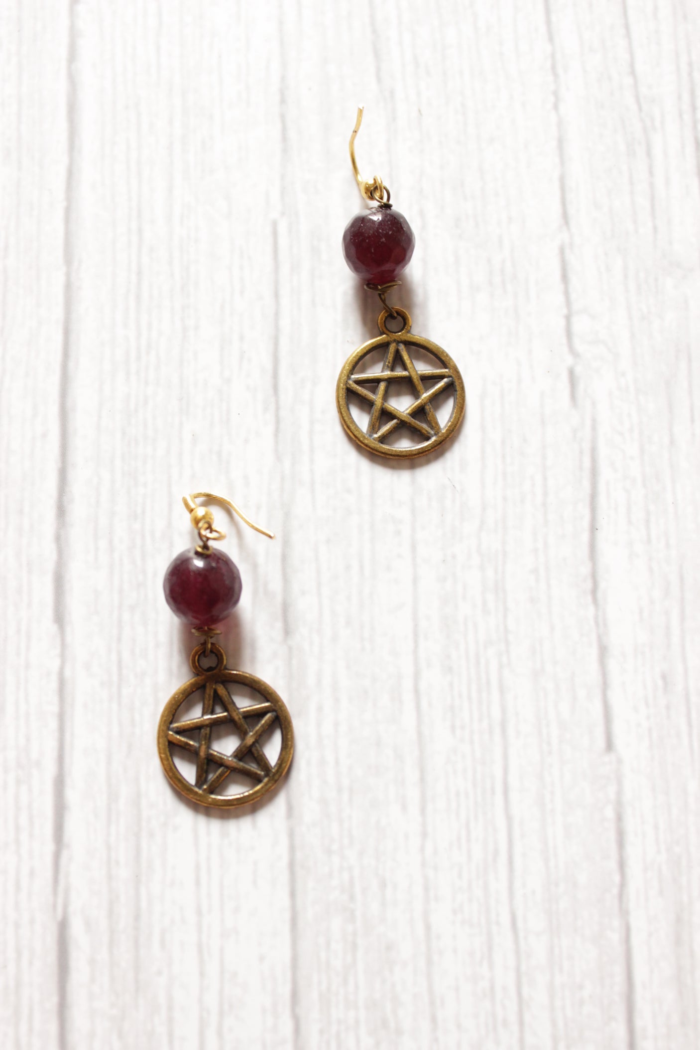 Maroon Jade Beads Single Layer Necklace Set