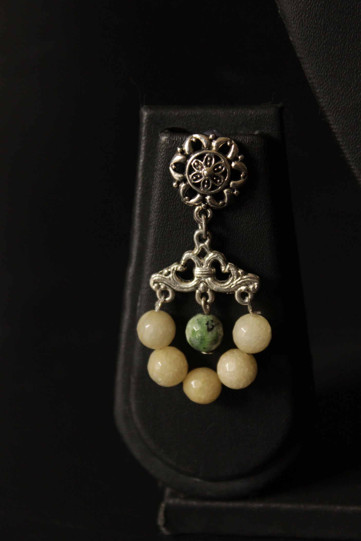 3 Layer Ivory and Sea Green Jade Beads Necklace Set