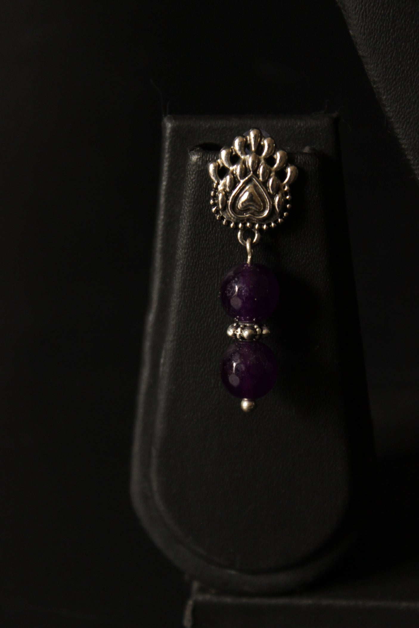 Religious Motif Violet Jade Beads Necklace Set