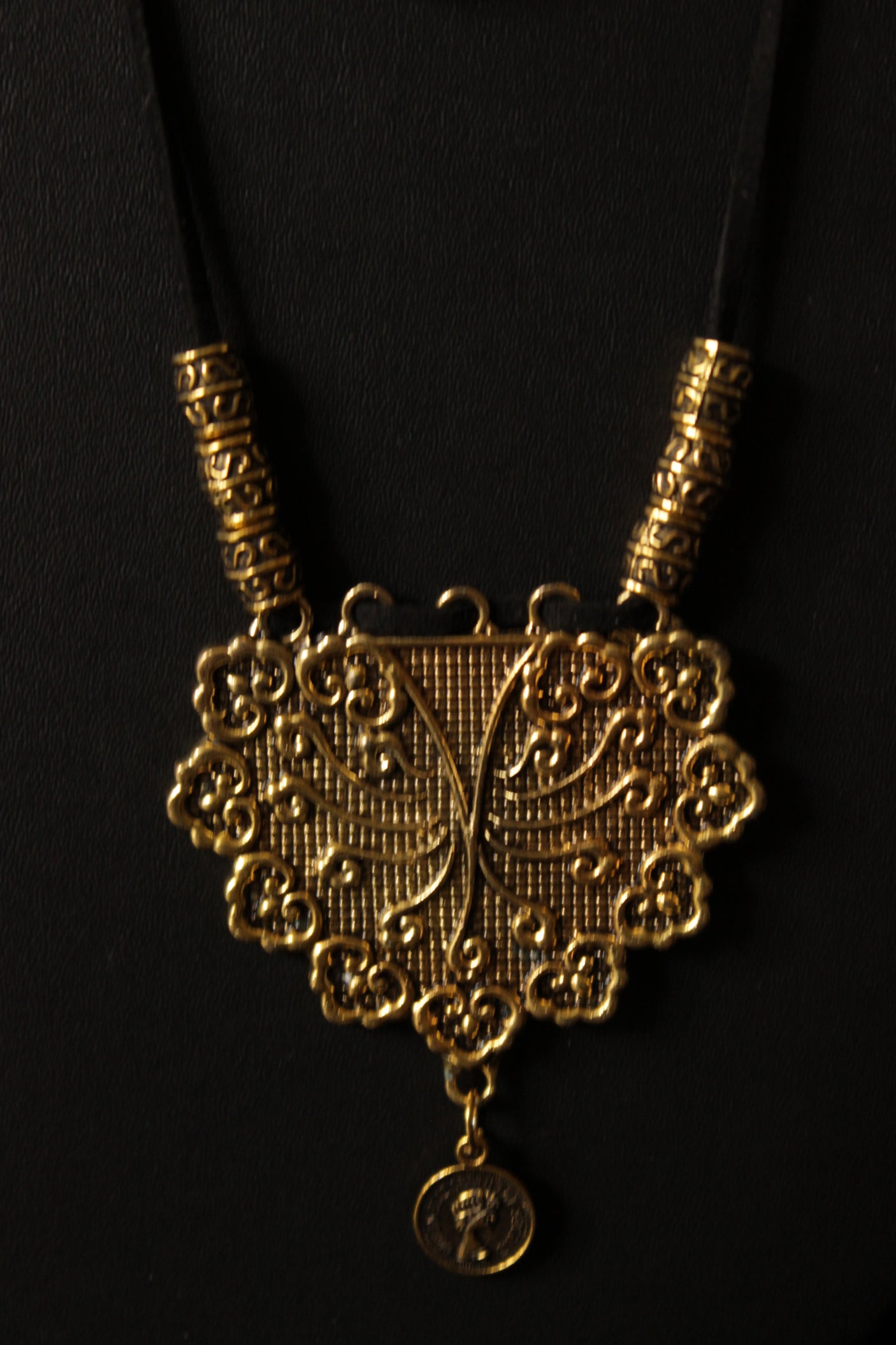 2 Layer Antique Gold Finish Rope Closure Necklace Set