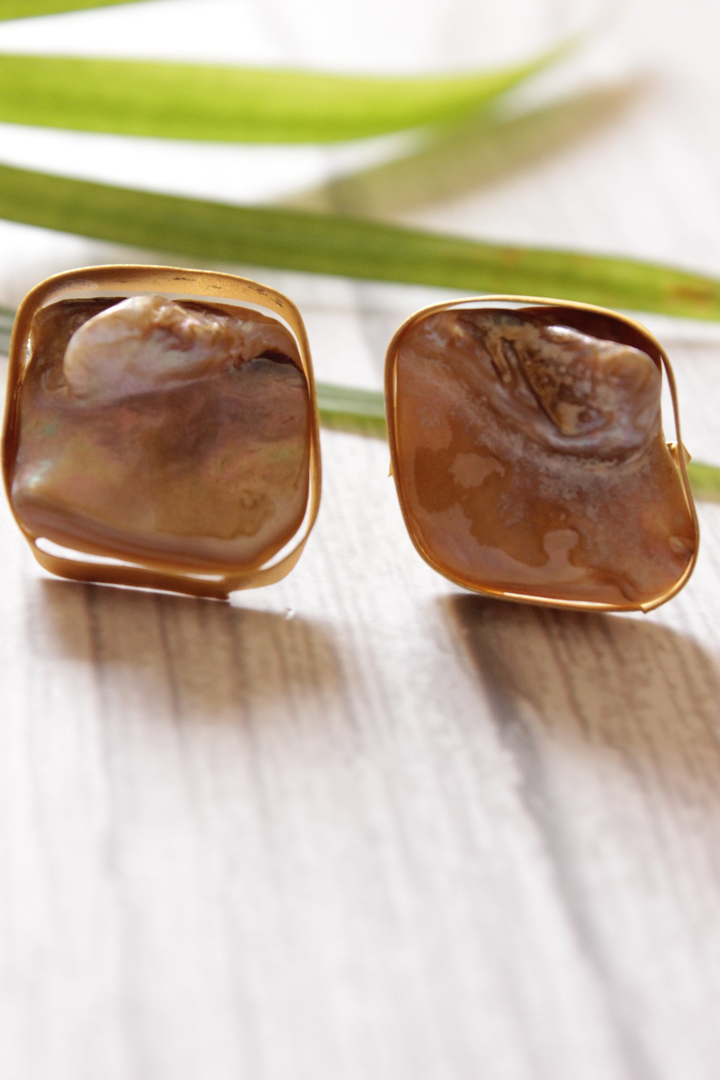 Baroque Pearls Natural Gemstones Embedded Gold Toned Brass Necklace Set