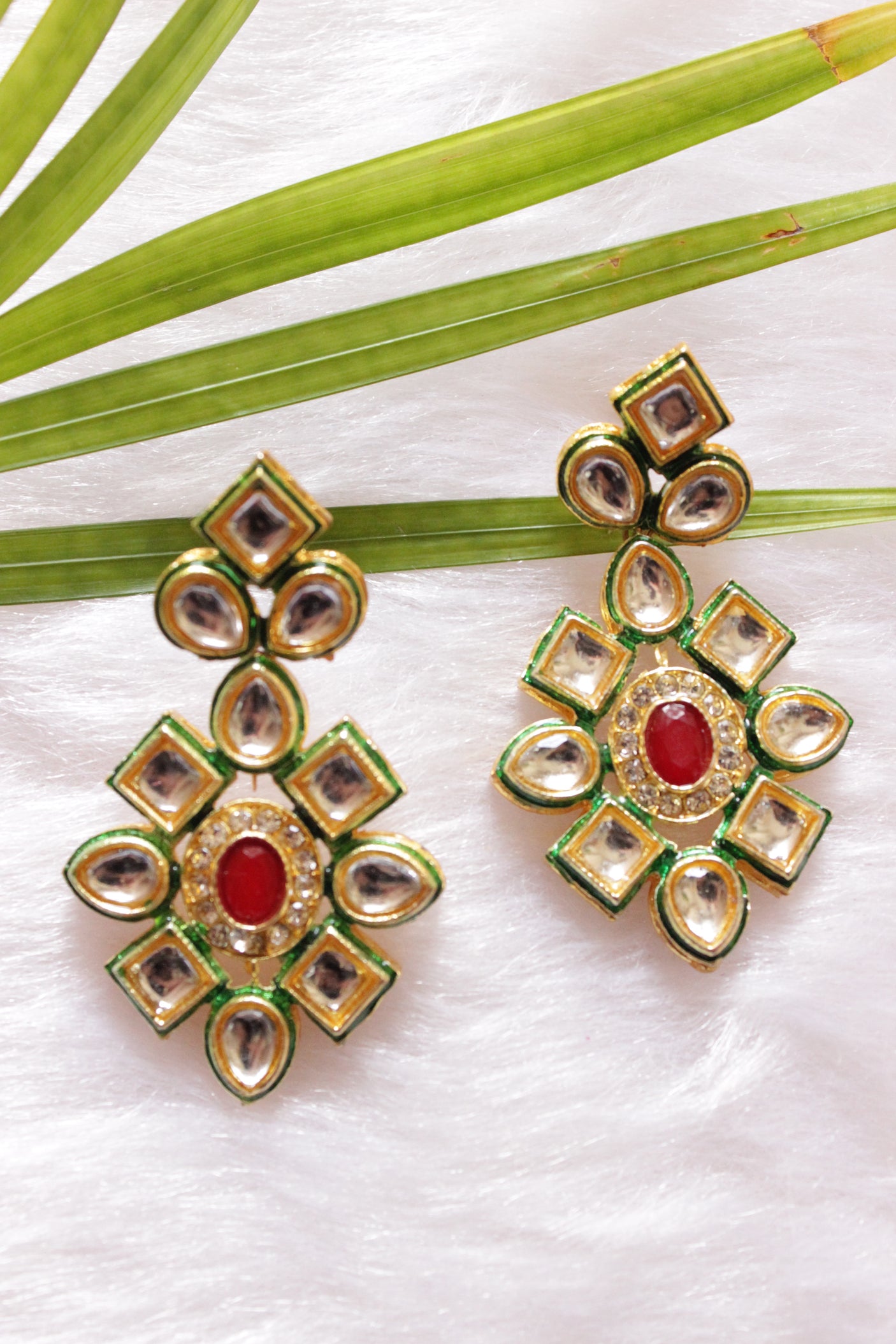 Pink Natural Glass Beads Stringed Kundan Long Necklace Set