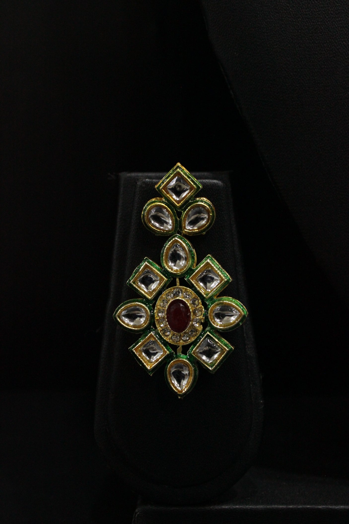 Grey Natural Glass Beads Stringed Kundan Long Necklace Set