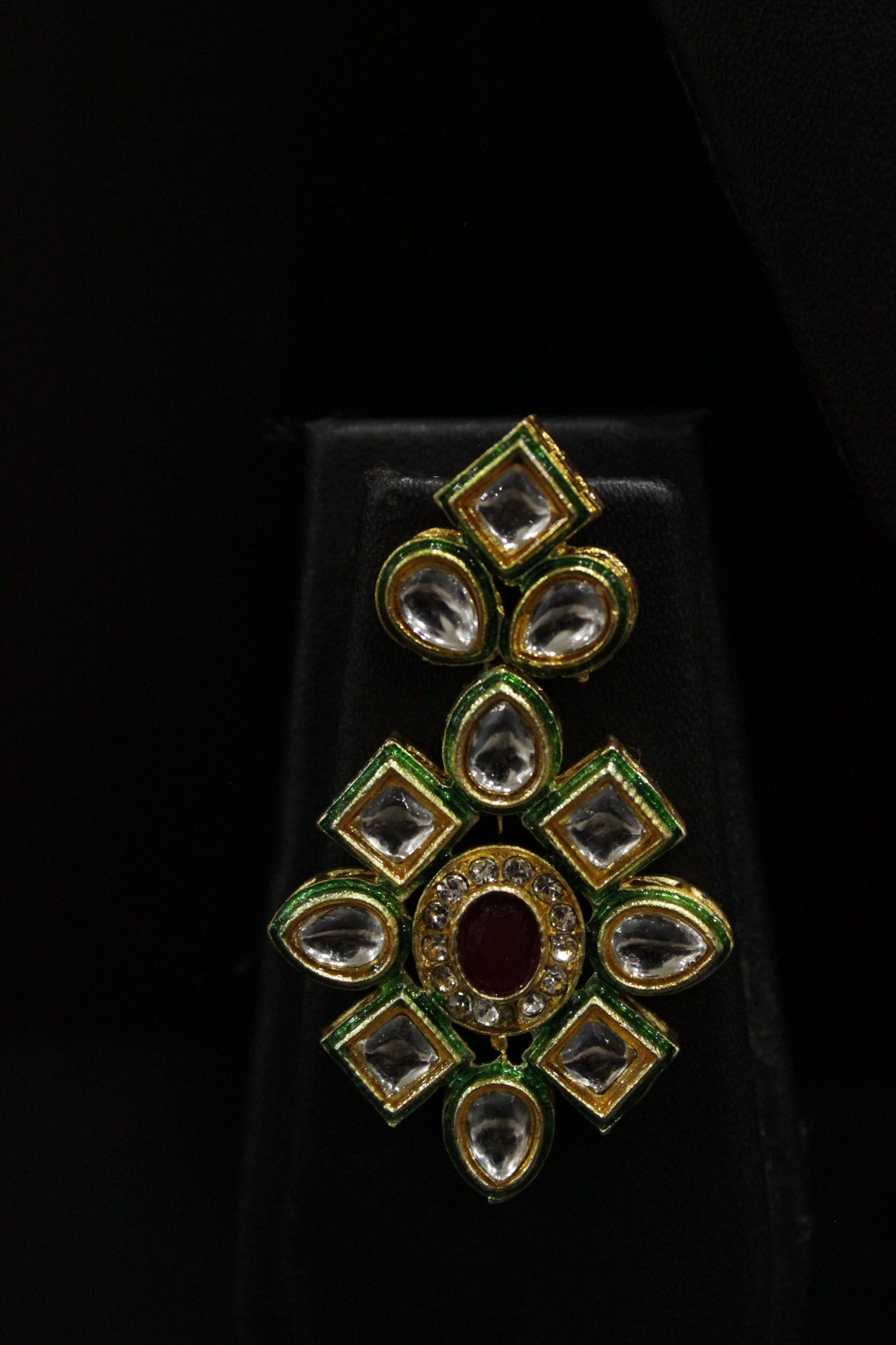 Pink Natural Glass Beads Stringed Kundan Long Necklace Set