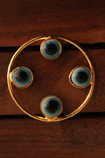 Load image into Gallery viewer, Evil Eye Embedded Gold Finish Hoop Earrings
