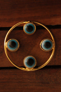 Evil Eye Embedded Gold Finish Hoop Earrings