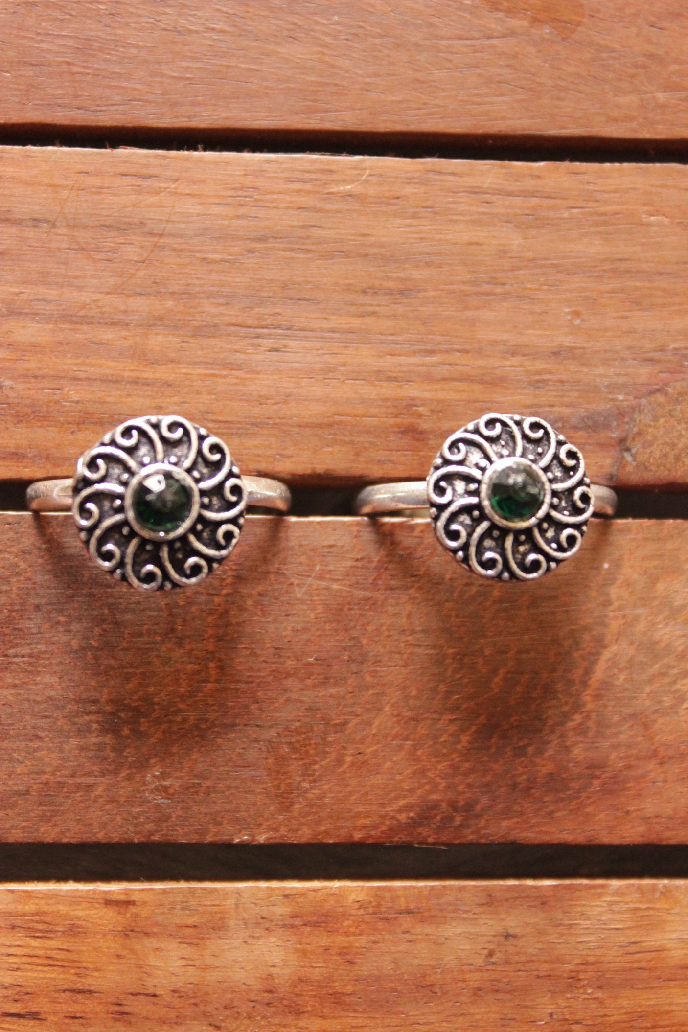 Set of Two Stone Embedded Toe Rings