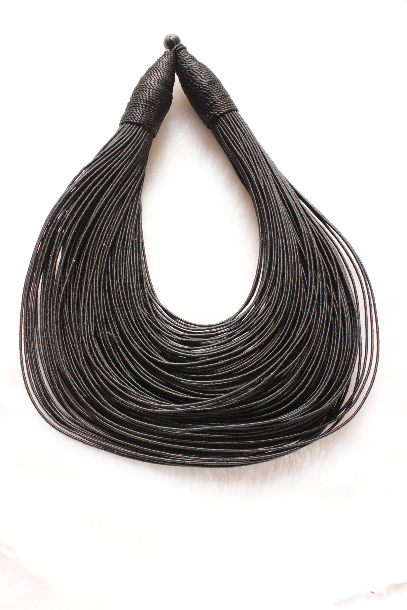 Black Handmade Silk Threads Multi-Layer Statement African Choker Necklace