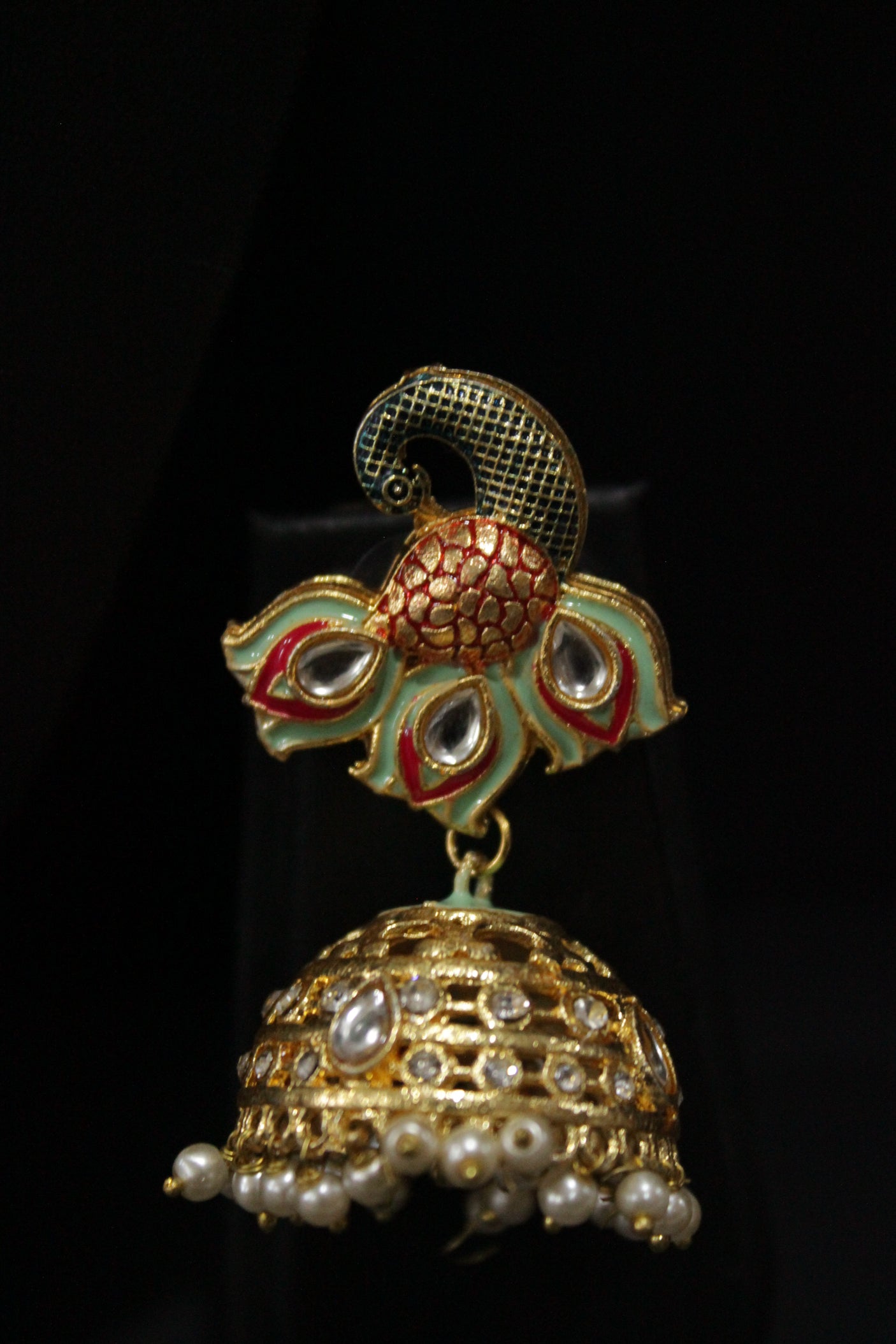 Kundan Stones Embedded Enamel Painted Peacock and Bansuri Motif Pendant Multi-Layer Turquoise Beads Necklace Set