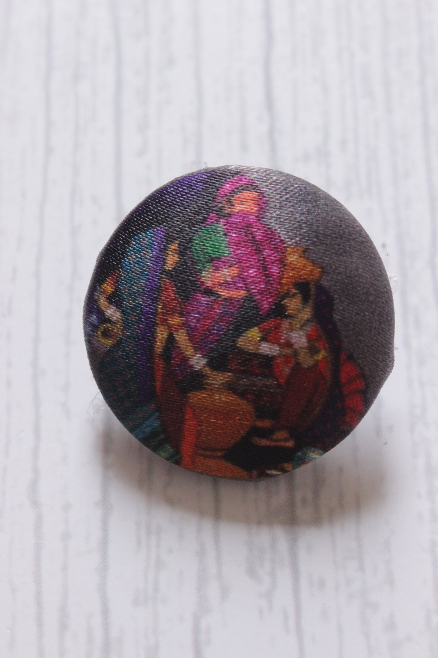 Black Printed Fabric Stud Earrings