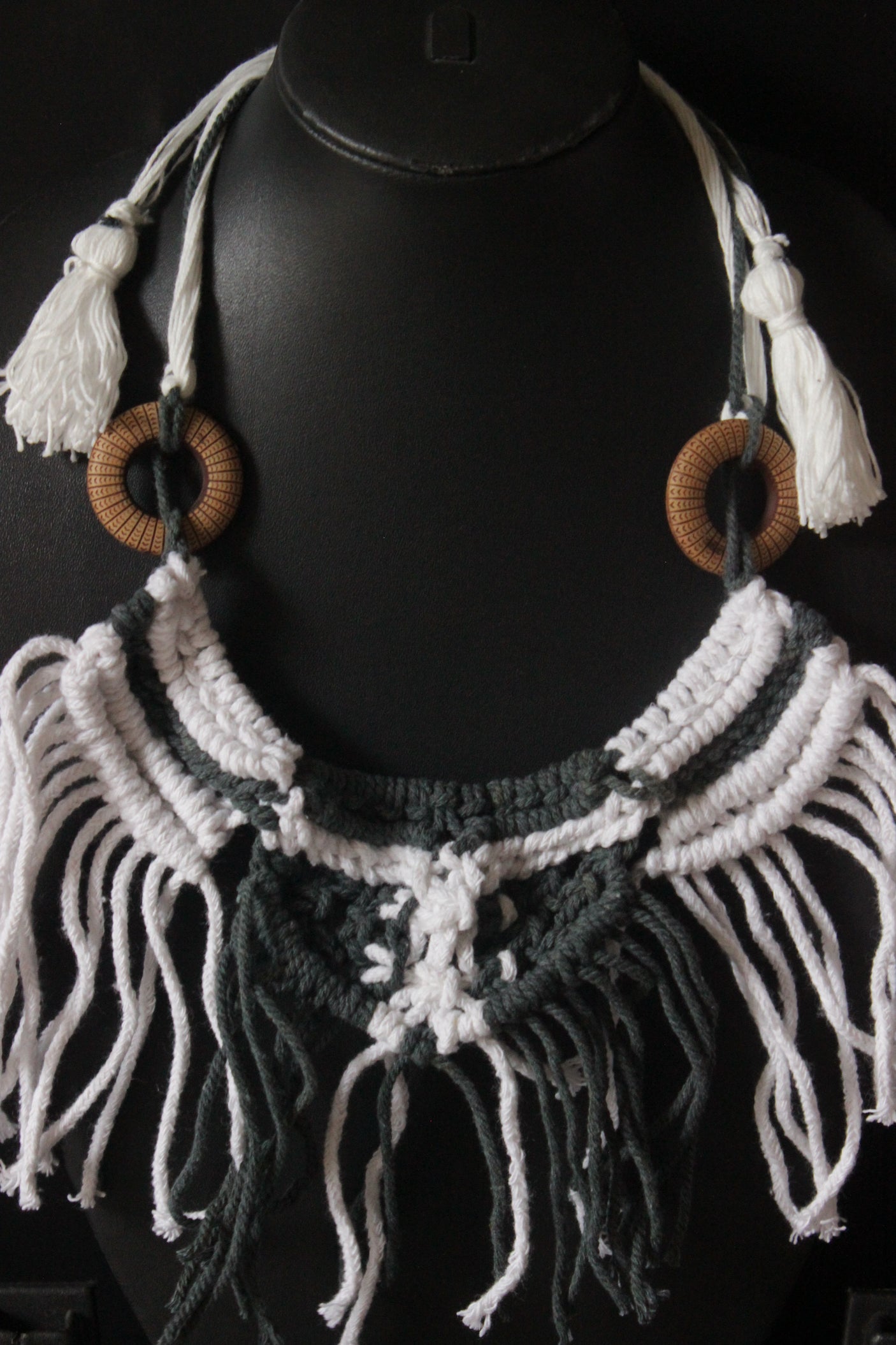 Monochrome Braided Macrame Threads Adjustable Long Necklace