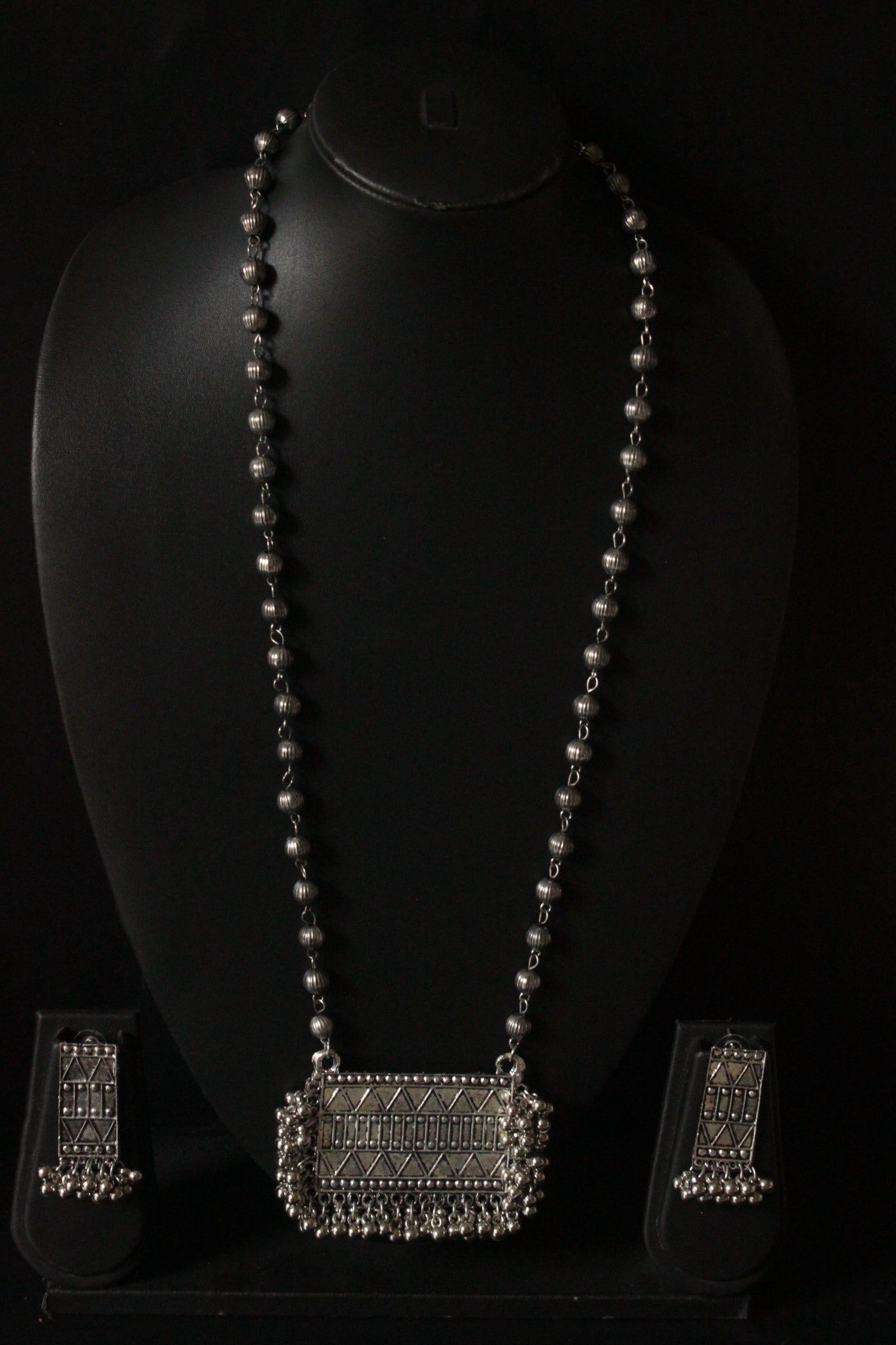 Metal Beads Chain Long Necklace Set
