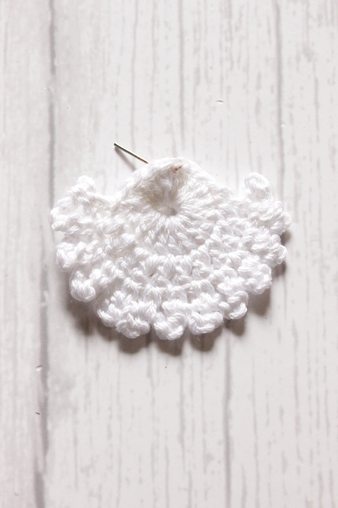 White Half Moon Shape Handcrafted Crochet Stud Earrings