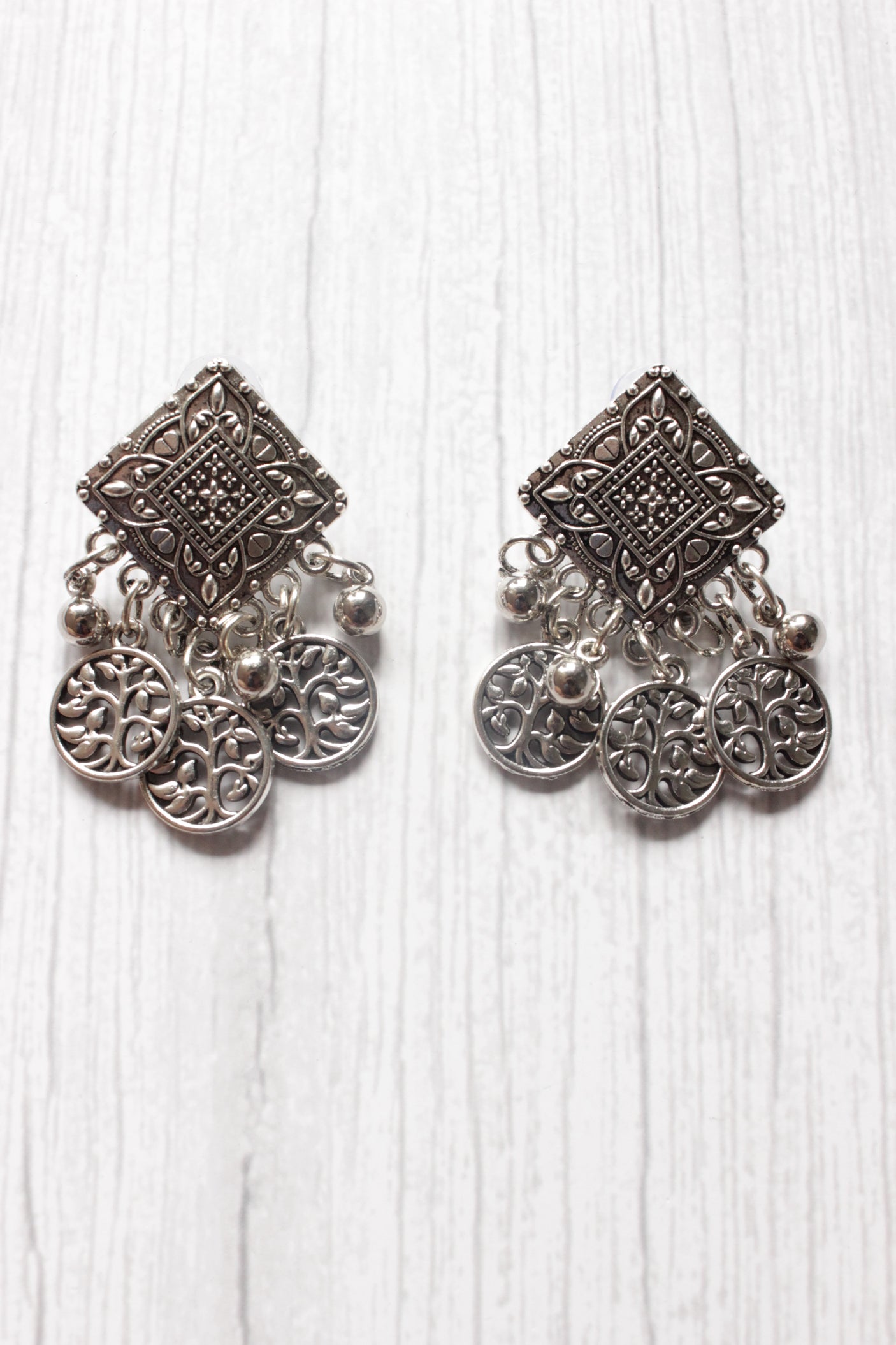 3 Layer Stamped Coins Necklace with Thread Closure