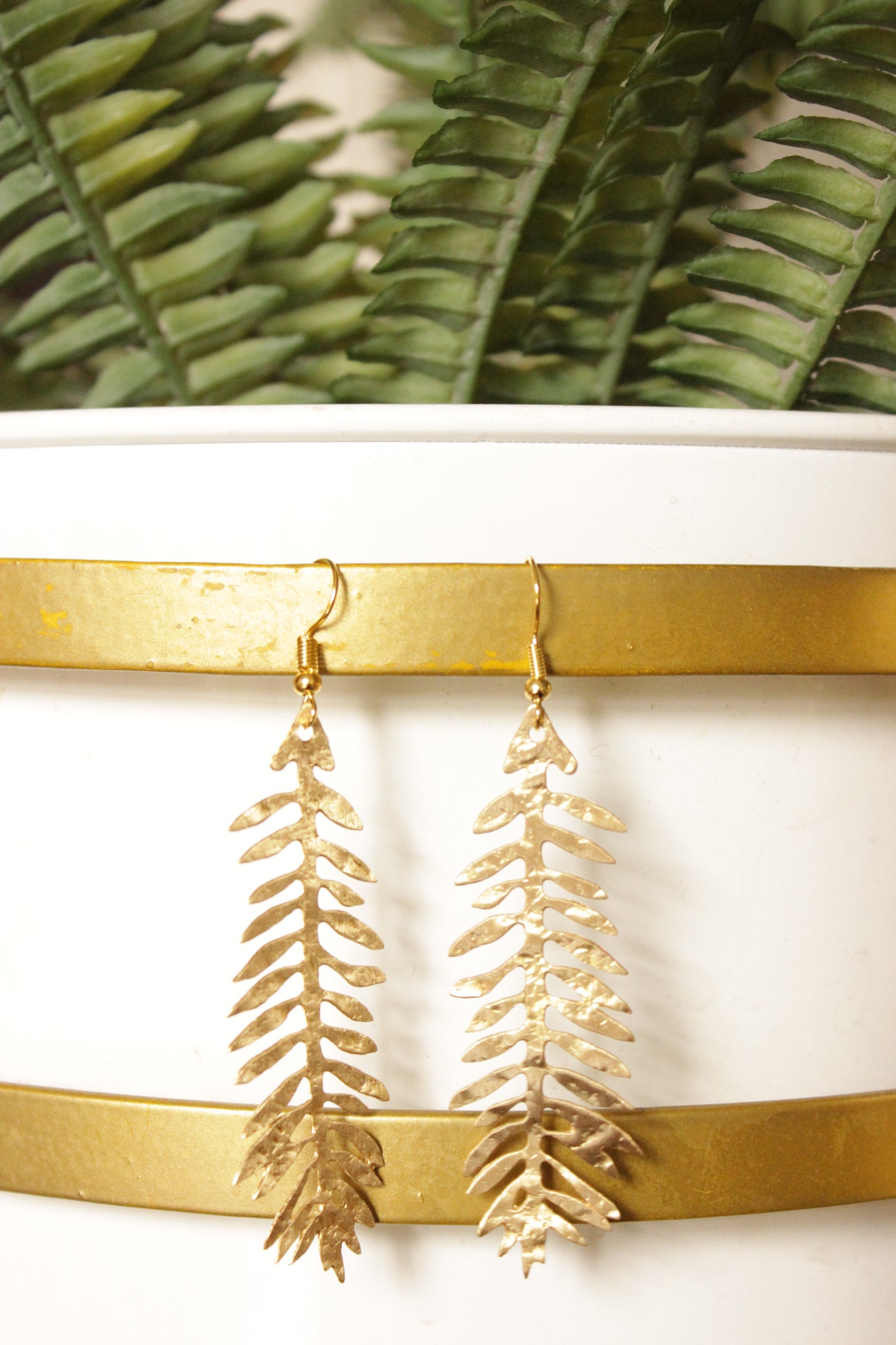 Gold Finish Brass Tree Branch Dangler Earrings