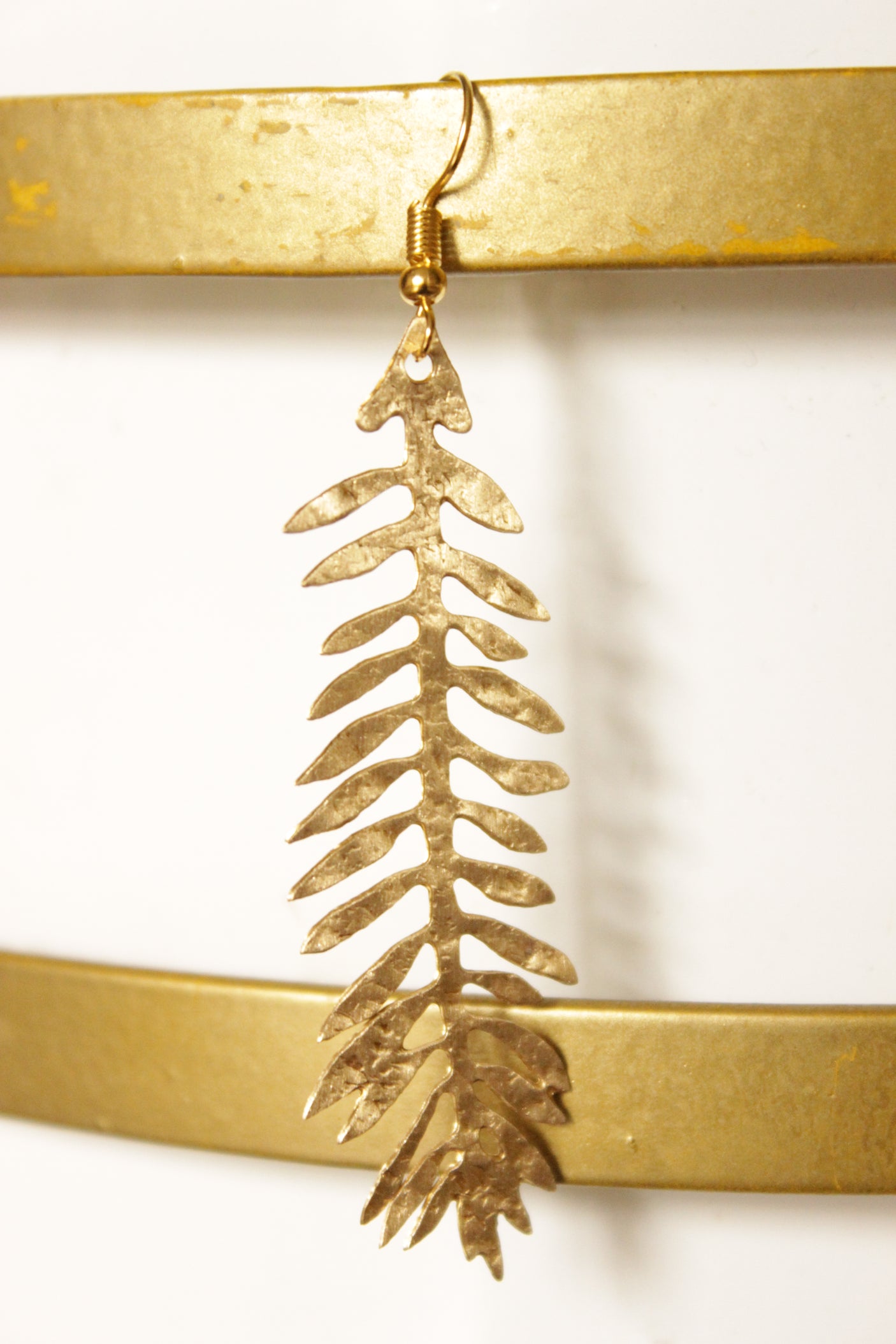 Gold Finish Brass Tree Branch Dangler Earrings