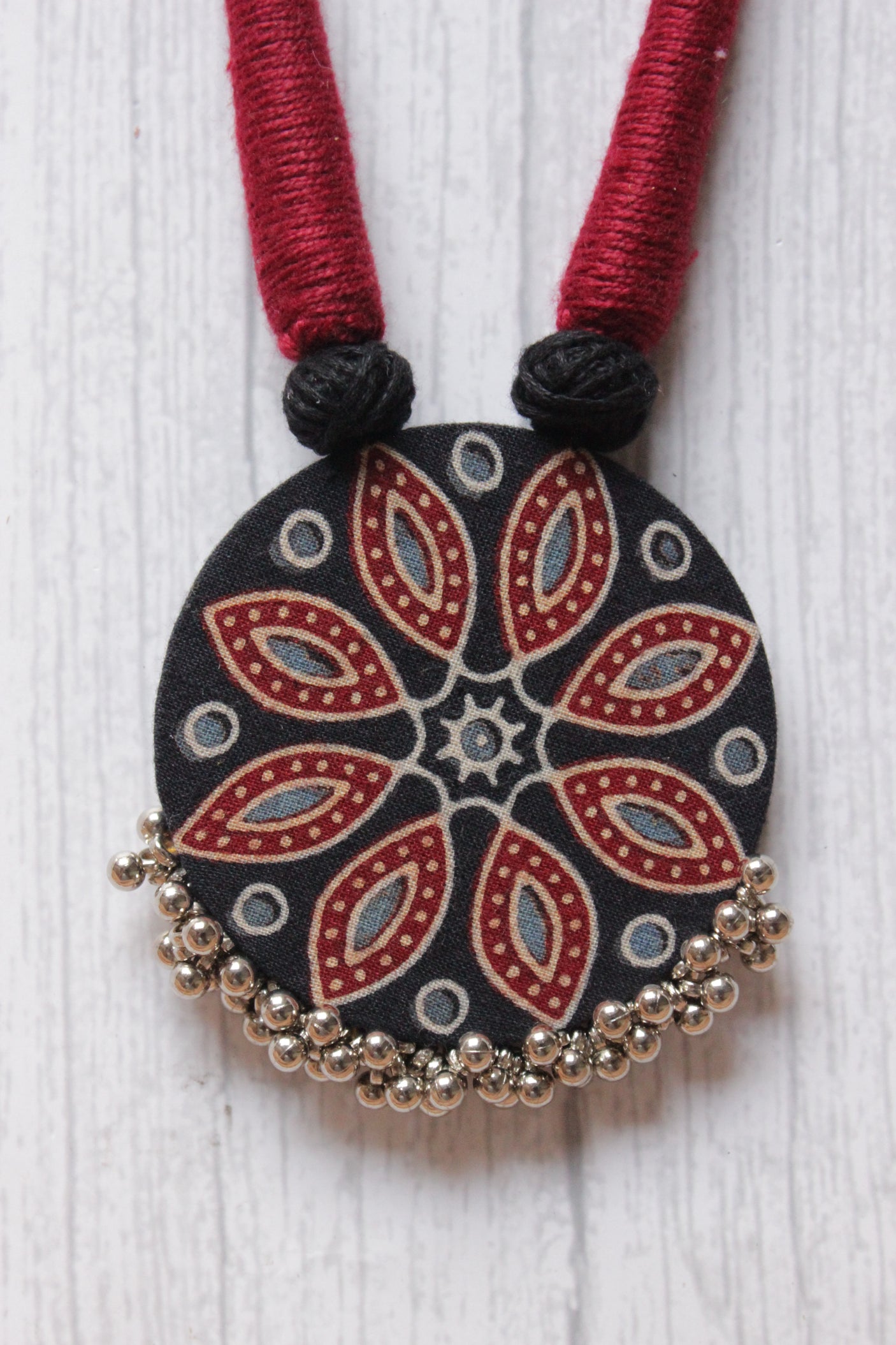 Block Printed Fabric Handmade Necklace Set