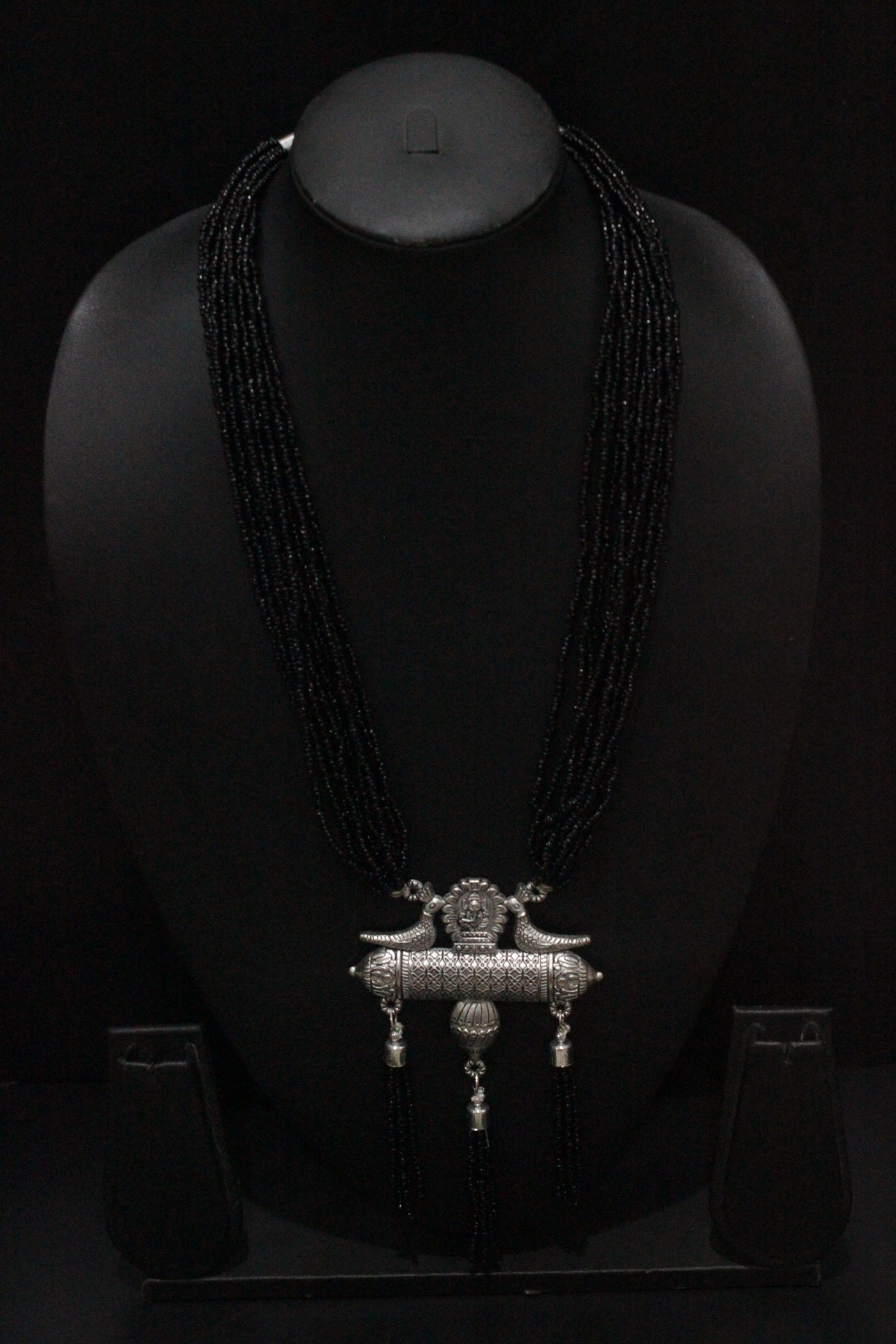 Peacock Motif Beaded Strings Chain Necklace