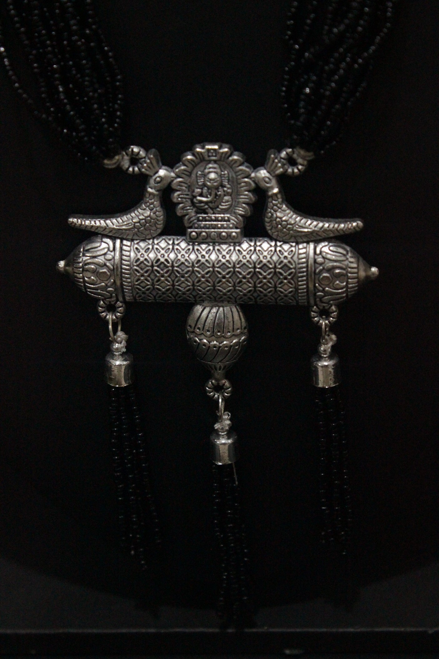 Peacock Motif Beaded Strings Chain Necklace