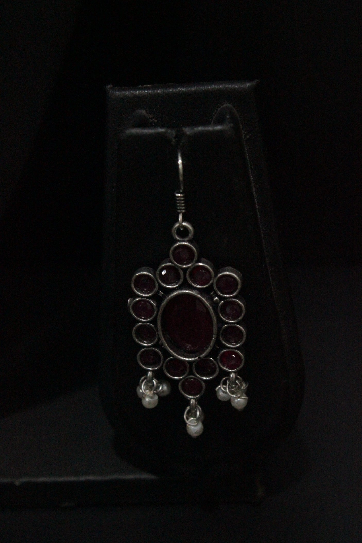 Pink Stones Embedded Thread Closure Choker Necklace Set