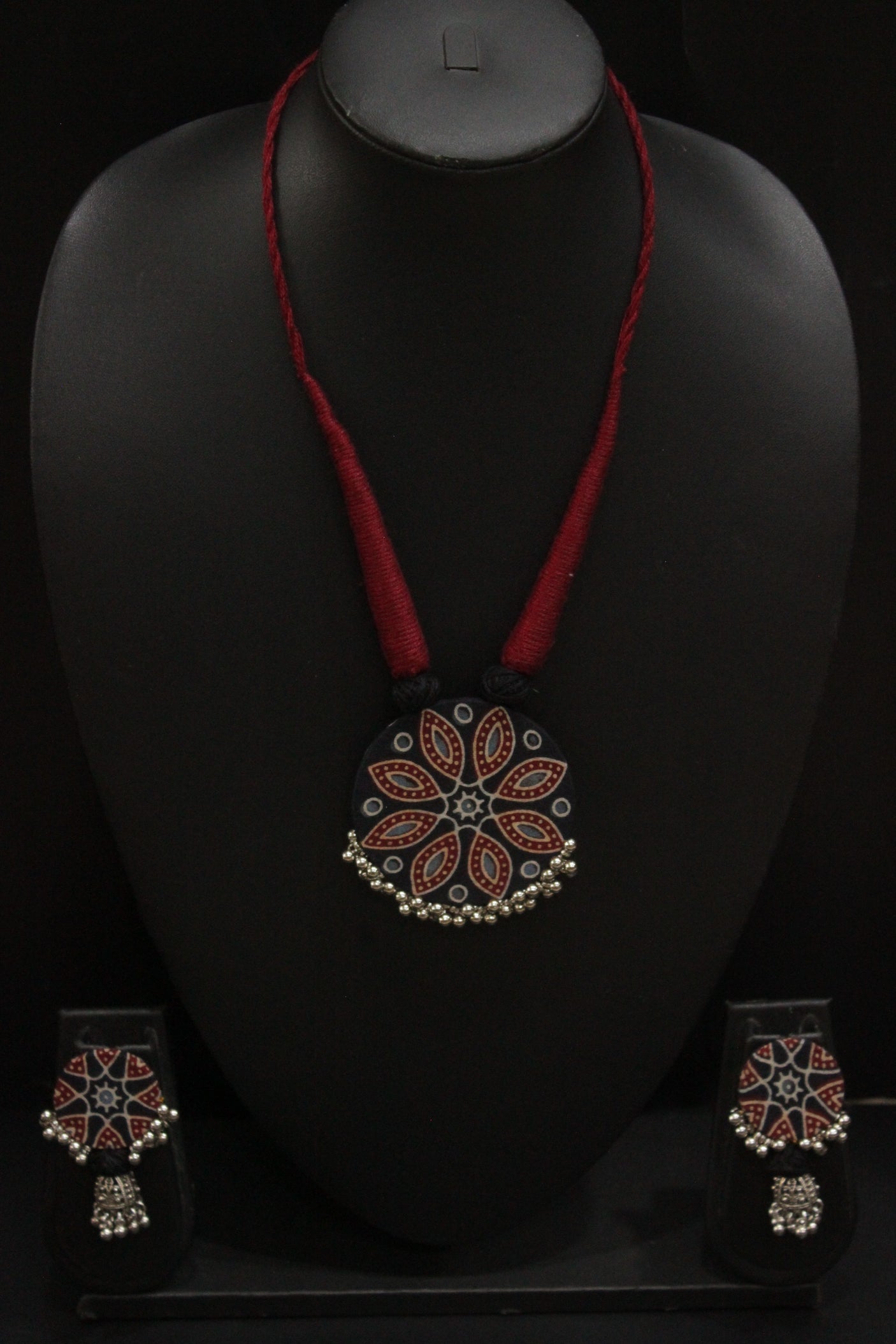 Block Printed Fabric Handmade Necklace Set