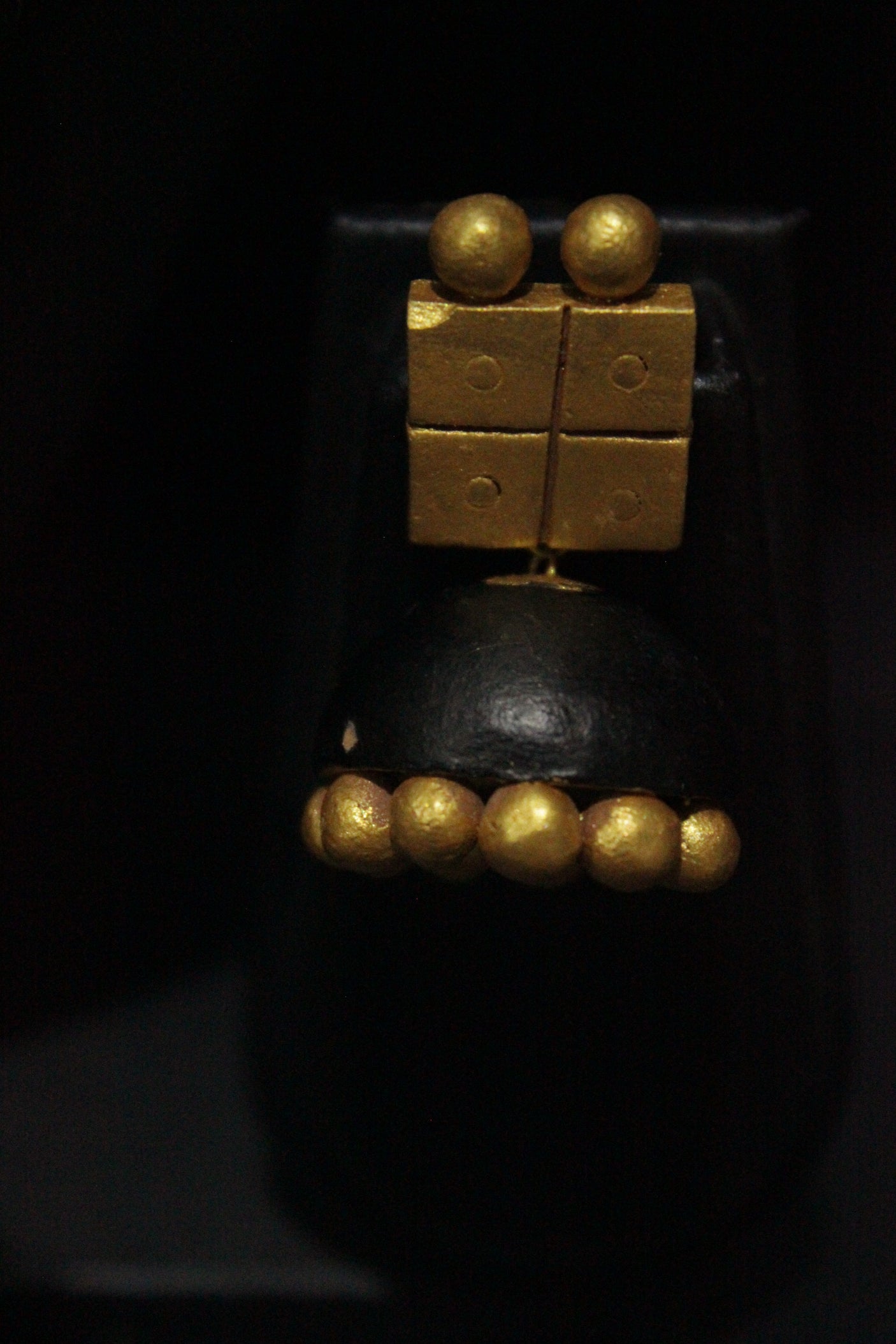 Black & Golden Geometric Shapes Choker Style Terracotta Clay Necklace Set